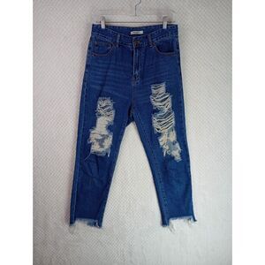 American Bazi Women's Medium High Waist Deconstructed Boyfriend Jeans